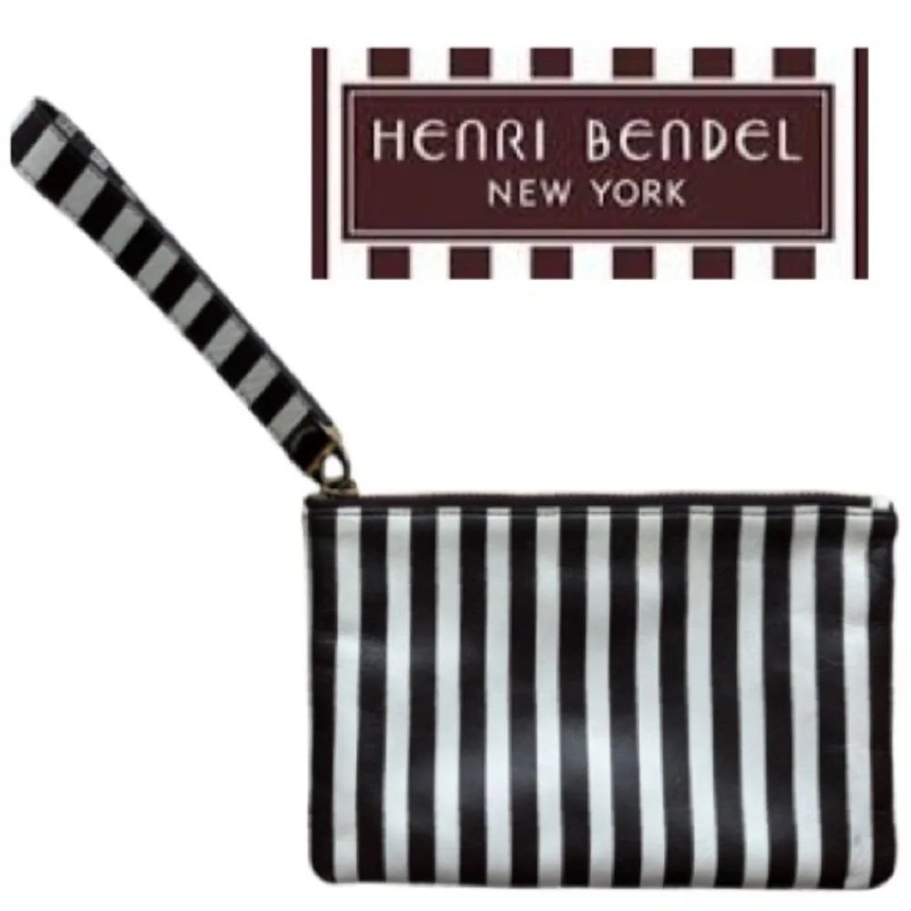 Vintage Henri Bendel Stripe Wristlet Handbag Purse Accessories Cosmetics Bag